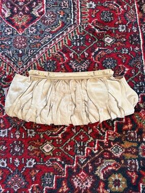 bebe Cream Pleated Leather Clutch